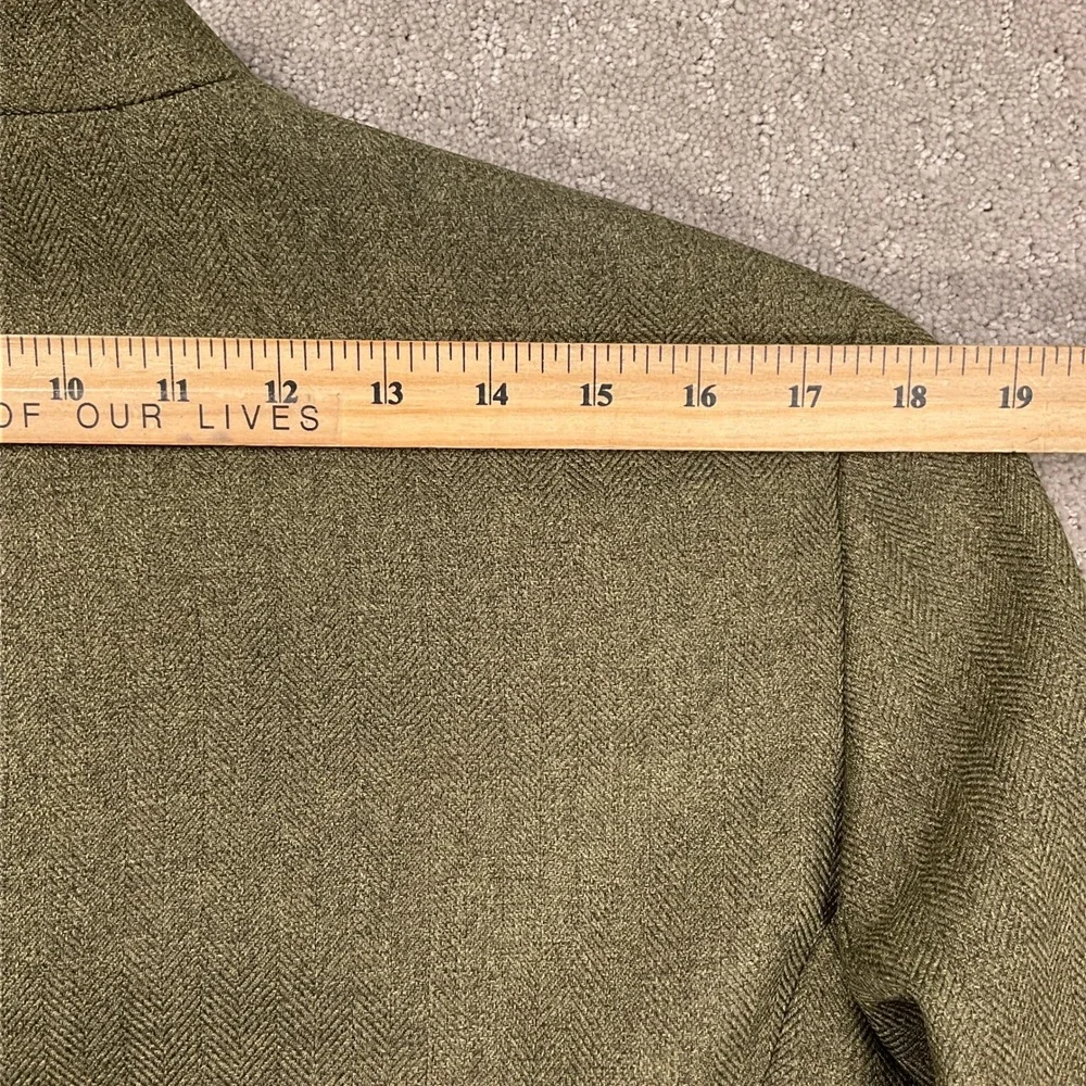 Le Suit Skirt Set Women 14 Olive Green Herringbone‎ Minimalist Career Structured